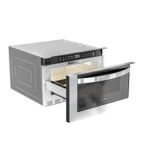 KoolMore 24 Inch Stainless-Steel Microwave Drawer with 1.2 cu. ft. Capacity, 1000W Power with 10 Custom Cooking Levels, Memory, and Timer Functions, Wall-Mounted with Flat Bottom (KM-MD-1SS) - My Kitchen Products
