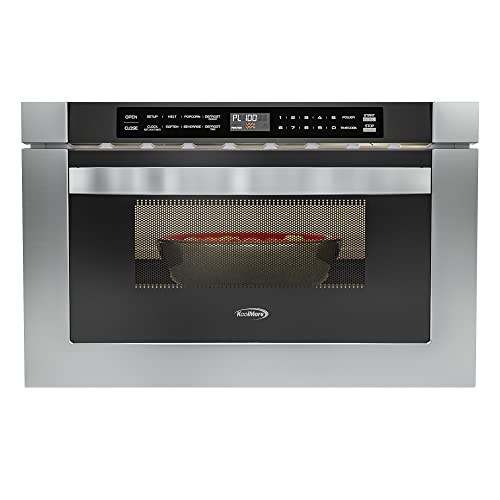 KoolMore 24 Inch Stainless-Steel Microwave Drawer with 1.2 cu. ft. Capacity, 1000W Power with 10 Custom Cooking Levels, Memory, and Timer Functions, Wall-Mounted with Flat Bottom (KM-MD-1SS) - My Kitchen Products