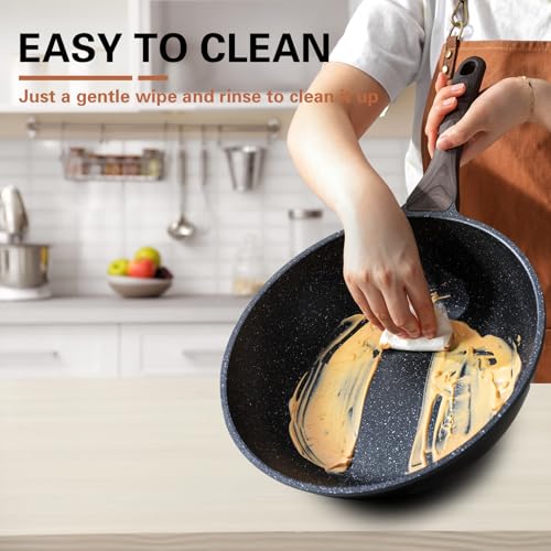 Kordisen Nonstick Wok with Lid, 12 Inch Woks & Stir-fry Pans, Granite Stone Coating for Cooking, Induction Cookware, Compatible with All Stovetops, PFOA Free - My Kitchen Products