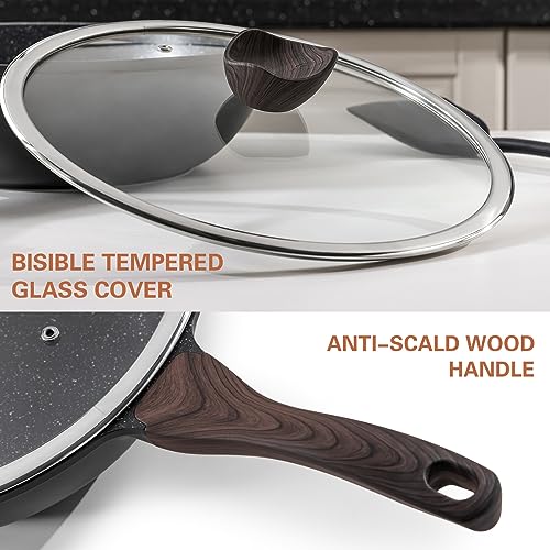 Kordisen Nonstick Wok with Lid, 12 Inch Woks & Stir-fry Pans, Granite Stone Coating for Cooking, Induction Cookware, Compatible with All Stovetops, PFOA Free - My Kitchen Products