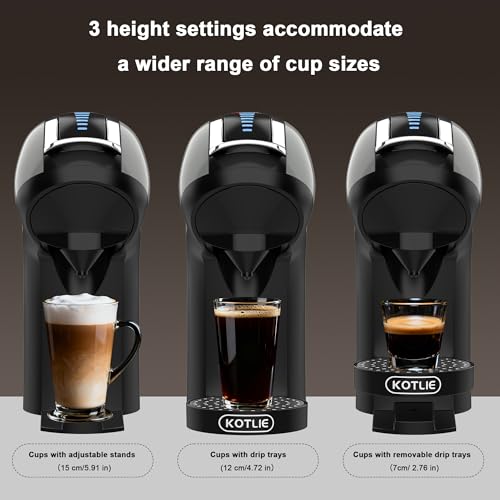 KOTLIE EM-308B Espresso Machine, Single Serve Coffee Maker Compatible with Multiple Capsule Types, Ground Coffee, and ESE Pods. 3 Temperatures, 7 Water Volume Levels, and a 1L Water Tank（Gray） - My Kitchen Products