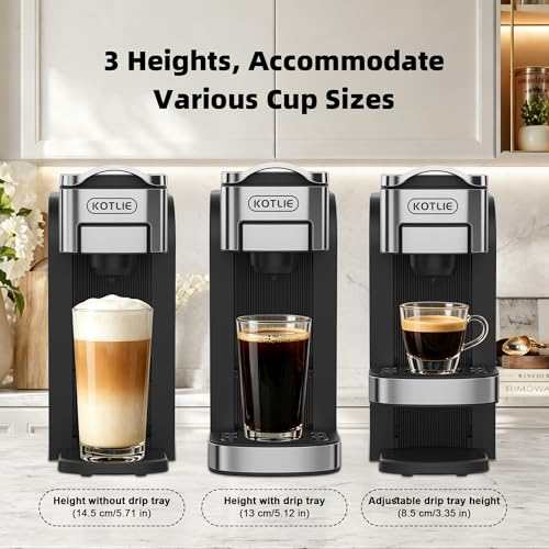 KOTLIE Single Serve Coffee Maker for K*cup/Nes Original/D*G Capsules and Ground Coffee, 50 Oz Removable Reservoir, up to 12oz Cup Sizes,Ideal for Kitchens, apartments, dorm rooms and Offices (CM-827) - My Kitchen Products