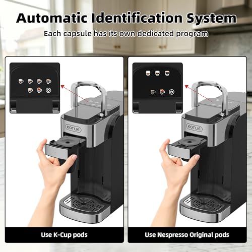 KOTLIE Single Serve Coffee Maker for K*cup/Nes Original/D*G Capsules and Ground Coffee, 50 Oz Removable Reservoir, up to 12oz Cup Sizes,Ideal for Kitchens, apartments, dorm rooms and Offices (CM-827) - My Kitchen Products