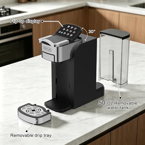 KOTLIE Single Serve Coffee Maker for K*cup/Nes Original/D*G Capsules and Ground Coffee, 50 Oz Removable Reservoir, up to 12oz Cup Sizes,Ideal for Kitchens, apartments, dorm rooms and Offices (CM-827) - My Kitchen Products