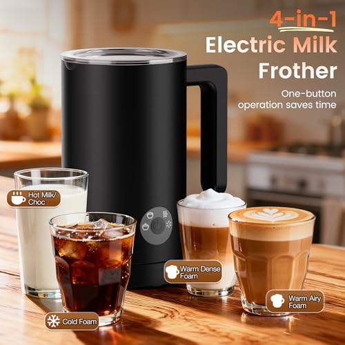 Kourice 4-in-1 Electric Milk Frother & Steamer – Automatic Frother Machine, Barista-Style Hot & Cold Foam for Lattes, Cappuccinos, Iced Coffee, Quiet, One-Touch, Easy to Clean - My Kitchen Products