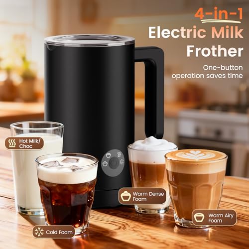 Kourice 4-in-1 Electric Milk Frother & Steamer – Automatic Frother Machine, Barista-Style Hot & Cold Foam for Lattes, Cappuccinos, Iced Coffee, Quiet, One-Touch, Easy to Clean - My Kitchen Products