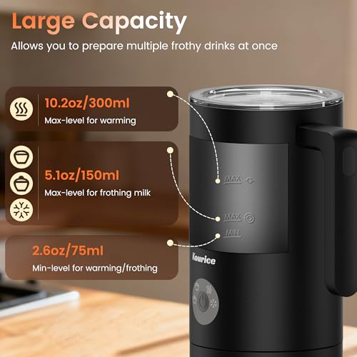 Kourice 4-in-1 Electric Milk Frother & Steamer – Automatic Frother Machine, Barista-Style Hot & Cold Foam for Lattes, Cappuccinos, Iced Coffee, Quiet, One-Touch, Easy to Clean - My Kitchen Products