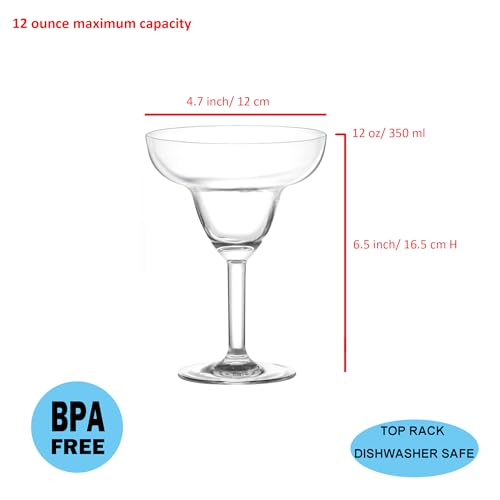 KOXIN-KARLU Classic 12 ounce Plastic Margarita Glasses Acrylic Glasses, set of 6 Clear - My Kitchen Products