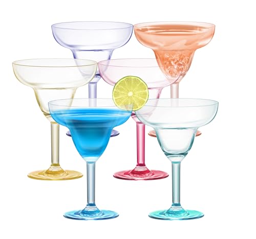 KOXIN-KARLU Classic 12 ounce Plastic Margarita Glasses Acrylic Glasses, set of 6 Multicolor - My Kitchen Products