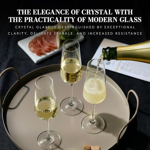 KROSNO Crystal Champagne Flute Glass | Set of 6 | 6.1 oz | Avant-Garde Collection | Perfect for Home, Restaurants and Parties | Dishwasher Safe - My Kitchen Products