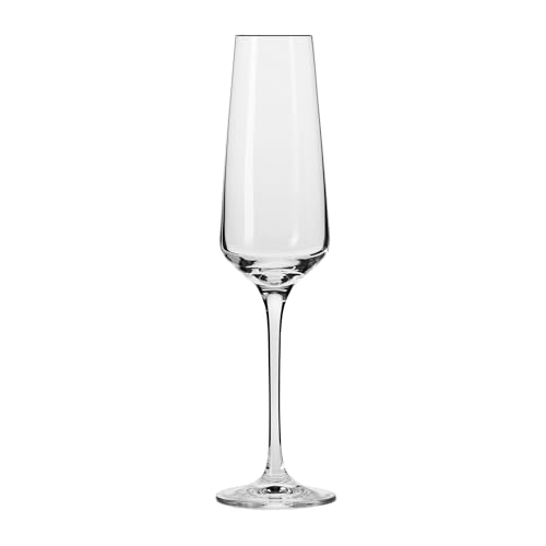 KROSNO Crystal Champagne Flute Glass, Set of 6, 6.1 oz, Avant-Garde Collection, Perfect for Home, Restaurants and Parties