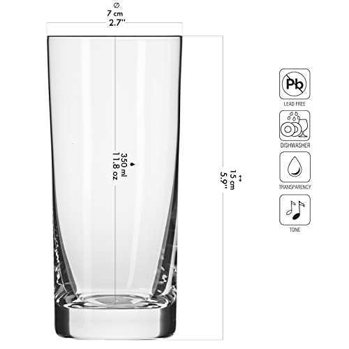 Krosno Highball Glasses, Set of 6, 11.8 oz, Blended Collection, Crystal Glass, Perfect for Everyday, Multipurpose Glasses, Dishwasher Safe, Made in Europe - My Kitchen Products