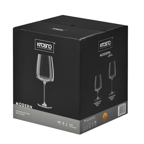 Krosno Large White Wine Glasses, Set of 4, 16.2 oz, Modern Collection, Premium Crystalline Glass, Perfect for Everyday, Dishwasher Safe, Made in Europe - My Kitchen Products