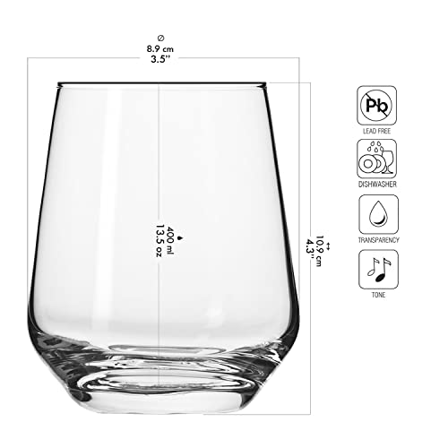 Krosno Water Drinking Glasses, Set of 6, 13.5 oz, Splendour Collection, Elegant Tumbler Collection, Ideal for Everyday Use and Entertaining, Lead-Free Crystalline, Dishwasher Safe, Made in Europe - My Kitchen Products