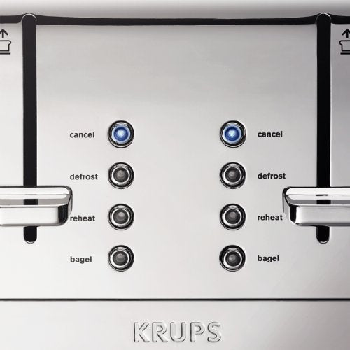 KRUPS: Breakfast Set Stainless Steel Toaster 4 Slice 1500 Watts 6 Brown Settings, Defrost, Reheat, High Lift Lever Silver, Matte and Chrome - My Kitchen Products