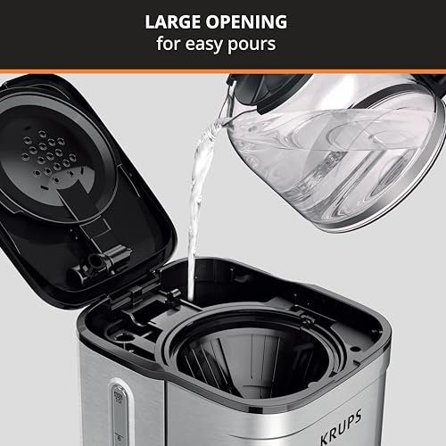 KRUPS Coffee Maker 10 Cups Simply Brew Stainless Steel Drip Coffee Maker, 900 Watts Coffee Filter, Drip Free, Dishwasher Safe Pot , Black & Silver - My Kitchen Products
