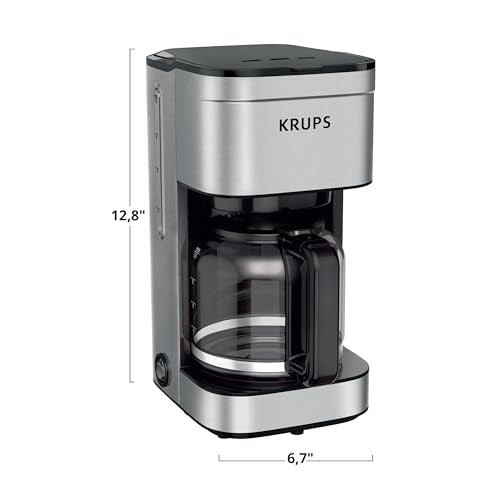 KRUPS Coffee Maker 10 Cups Simply Brew Stainless Steel Drip Coffee Maker, 900 Watts Coffee Filter, Drip Free, Dishwasher Safe Pot , Black & Silver - My Kitchen Products