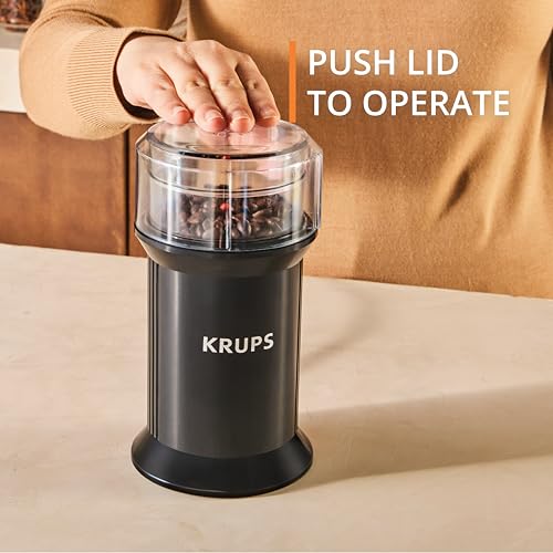 KRUPS Electric Blade Coffee Grinder 1.6 Oz, Adjustable Coarse to Fine for the Perfect Espresso, Grind Coffee Beans, Spices & Herbs, Removable Dishwasher Safe Bowl, Black - My Kitchen Products