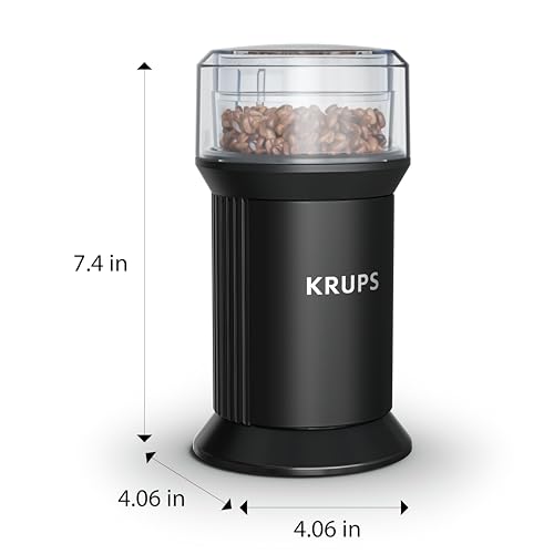 KRUPS Electric Blade Coffee Grinder 1.6 Oz, Adjustable Coarse to Fine for the Perfect Espresso, Grind Coffee Beans, Spices & Herbs, Removable Dishwasher Safe Bowl, Black - My Kitchen Products