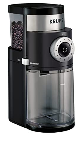 KRUPS Precision Burr Coffee Grinder: 12 Settings, 8 oz Capacity for Drip, French Press, Espresso, Pour Over, Cold Brew - Stainless Steel, 110W, Auto-Stop, Easy Clean - Coffee Grinders for Home Use - My Kitchen Products