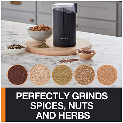 KRUPS Precision Electric Coffee Grinders, 3 oz Capacity, 200W Motor, Stainless Steel Blades for Uniform Grinding of Beans, Herb and Nuts, Coffee and Spice Grinder Electric, (Black) - My Kitchen Products