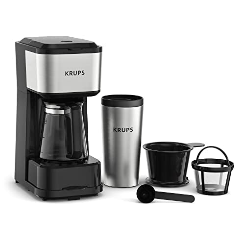 KRUPS Simply Brew Coffee Maker - Multi-Serve 4-in-1 with Stainless Steel Travel Tumbler, Black, 14oz - My Kitchen Products
