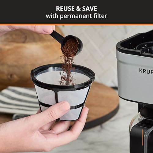 KRUPS Simply Brew Compact 5 Cup Coffee Maker: Stainless Steel Design, Pause & Brew, Keep Warm, Reusable Filter, Drip-Free Carafe - My Kitchen Products