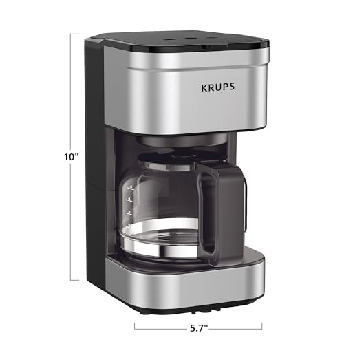 KRUPS Simply Brew Compact 5 Cup Coffee Maker: Stainless Steel Design, Pause & Brew, Keep Warm, Reusable Filter, Drip-Free Carafe - My Kitchen Products