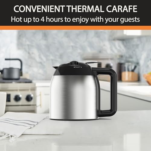 Krups Simply Brew Stainless Steel and Thermal Carafe Drip Coffee Maker 12 Cup Programmable, Customizable, Digital Display, Insulated Coffee Filter, Dishwasher Safe, Drip Free Silver and Black - My Kitchen Products
