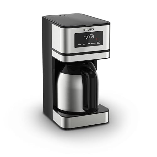 Krups Simply Brew Stainless Steel and Thermal Carafe Drip Coffee Maker 12 Cup Programmable, Customizable, Digital Display, Insulated Coffee Filter, Dishwasher Safe, Drip Free Silver and Black - My Kitchen Products