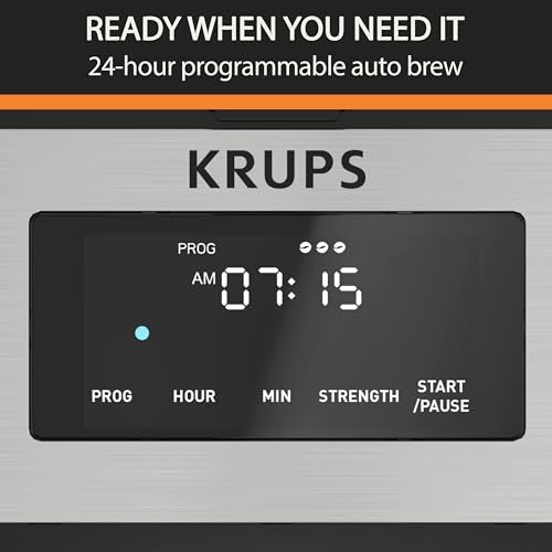 Krups Simply Brew Stainless Steel and Thermal Carafe Drip Coffee Maker 12 Cup Programmable, Customizable, Digital Display, Insulated Coffee Filter, Dishwasher Safe, Drip Free Silver and Black - My Kitchen Products