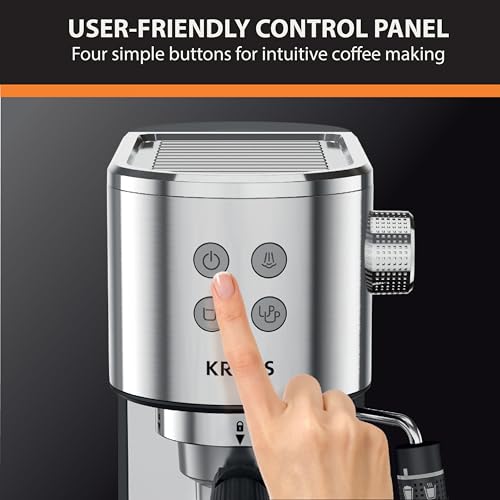 KRUPS Stainless Steel Espresso Machine: 15-Bar Pump Pressure, Milk Frother for Cappuccino and Latte, Fast Pre-Heat, 2-Cup Capacity, Cup Warmer, Easy Cleaning, 1350W, Silver - My Kitchen Products