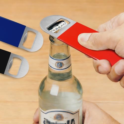 KTOJOY 3 Pack Bottle Openers,Beer Bottle Openers, Speed Openers, Stainless Steel Flat Bottle Opener with Exquisite Packaging, for Kitchen, Bar or Restaurant 7 inches Red, Black, Blue - My Kitchen Products