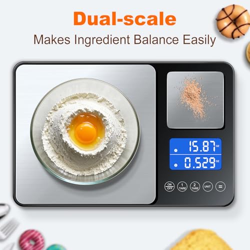 KUAIVO 0.001oz/33lbs Dual Platform Food Kitchen Scales Digital Weight Grams and Ounces, Two Precisions Kitchen Scale for Sourdough Bread, Baking and Cooking with 7 Units Tare, Accumulation Functions - My Kitchen Products