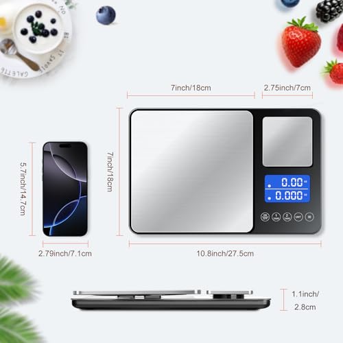 KUAIVO 0.001oz/33lbs Dual Platform Food Kitchen Scales Digital Weight Grams and Ounces, Two Precisions Kitchen Scale for Sourdough Bread, Baking and Cooking with 7 Units Tare, Accumulation Functions - My Kitchen Products