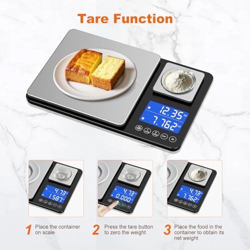 KUAIVO 0.001oz/33lbs Dual Platform Food Kitchen Scales Digital Weight Grams and Ounces, Two Precisions Kitchen Scale for Sourdough Bread, Baking and Cooking with 7 Units Tare, Accumulation Functions - My Kitchen Products