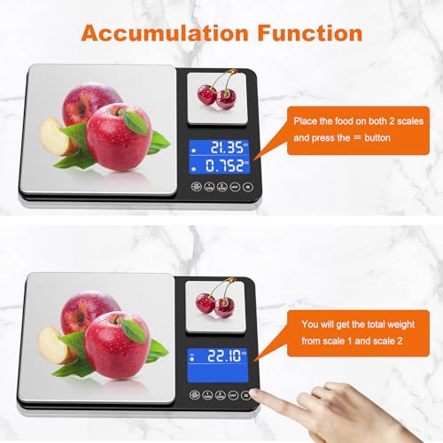 KUAIVO 0.001oz/33lbs Dual Platform Food Kitchen Scales Digital Weight Grams and Ounces, Two Precisions Kitchen Scale for Sourdough Bread, Baking and Cooking with 7 Units Tare, Accumulation Functions - My Kitchen Products