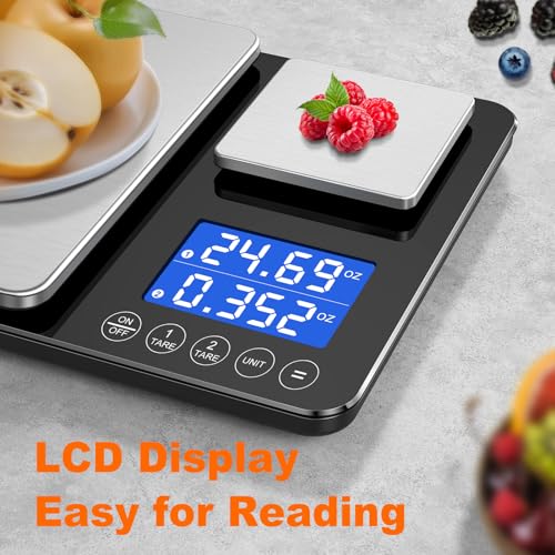KUAIVO 0.001oz/33lbs Dual Platform Food Kitchen Scales Digital Weight Grams and Ounces, Two Precisions Kitchen Scale for Sourdough Bread, Baking and Cooking with 7 Units Tare, Accumulation Functions - My Kitchen Products