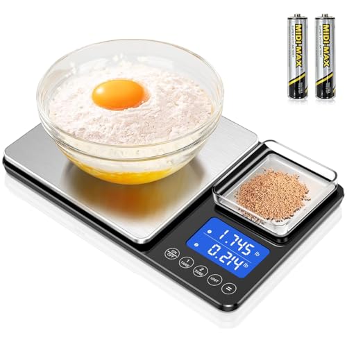 KUAIVO 0.001oz/33lbs Dual Platform Food Kitchen Scales Digital Weight Grams and Ounces, Two Precisions Kitchen Scale for Sourdough Bread, Baking and Cooking with 7 Units Tare, Accumulation Functions - My Kitchen Products