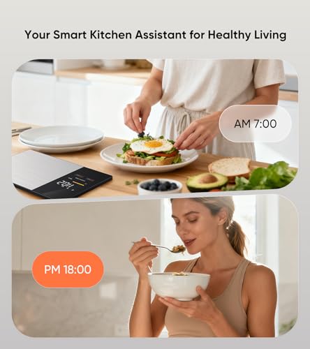 KUAIVO Smart Nutrition Food Scale with LED Display, Tracks Calories, Fat, Carbs & Protein via App, 1g Precision Digital Kitchen Scale for Healthy Eating & Meal Prep - My Kitchen Products