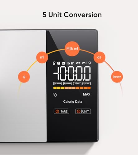 KUAIVO Smart Nutrition Food Scale with LED Display, Tracks Calories, Fat, Carbs & Protein via App, 1g Precision Digital Kitchen Scale for Healthy Eating & Meal Prep - My Kitchen Products