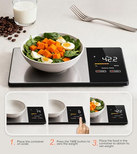 KUAIVO Smart Nutrition Food Scale with LED Display, Tracks Calories, Fat, Carbs & Protein via App, 1g Precision Digital Kitchen Scale for Healthy Eating & Meal Prep - My Kitchen Products