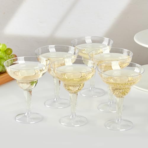 Kucoele 24 Pack Plastic Margarita Glasses, 12oz Disposable Cocktail Glasses Clear Party Cups for Wine, Champagne, Martini - My Kitchen Products