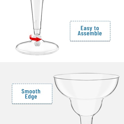 Kucoele 24 Pack Plastic Margarita Glasses, 12oz Disposable Cocktail Glasses Clear Party Cups for Wine, Champagne, Martini - My Kitchen Products