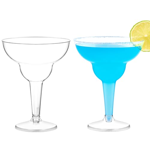 Kucoele 24 Pack Plastic Margarita Glasses, 12oz Disposable Cocktail Glasses Clear Party Cups for Wine, Champagne, Martini