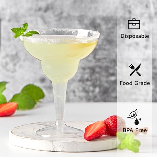 Kucoele 24 Pack Plastic Margarita Glasses, 12oz Disposable Cocktail Glasses Clear Party Cups for Wine, Champagne, Martini - My Kitchen Products