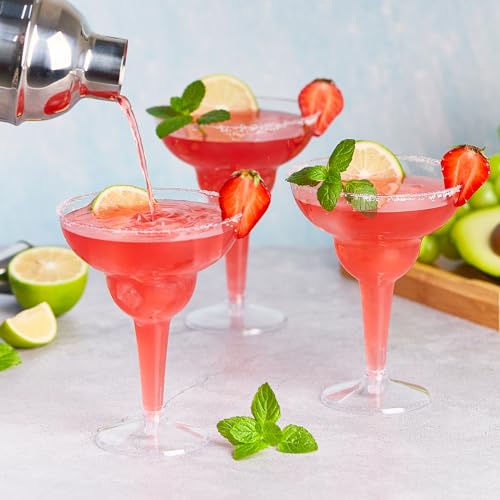 Kucoele 24 Pack Plastic Margarita Glasses, 12oz Disposable Cocktail Glasses Clear Party Cups for Wine, Champagne, Martini - My Kitchen Products