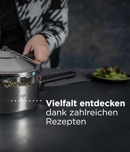 Kuhn Rikon DUROMATIC® 5.0L Stovetop Pressure Cooker – 22cm, Swiss Made – 18/10 Stainless Steel, Energy Efficient, Safe Locking Lid, Works on Induction & All Stovetops, Includes Trivet & Cookbook - My Kitchen Products