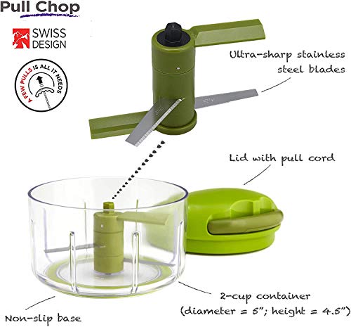 Kuhn Rikon Pull Chop, Vegetable Chopper with Stainless Steel Blades, Food Chopper with Non-Slip Base, Easy to Use Fruit Cutter and Onion Chopper, Essential Kitchen Accessories 650ml - 3 Year Guarantee - My Kitchen Products
