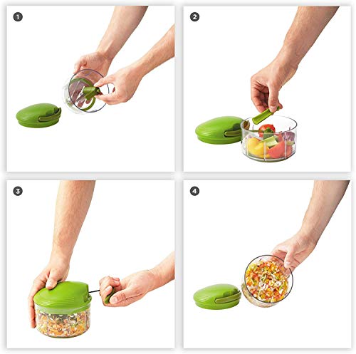 Kuhn Rikon Pull Chop, Vegetable Chopper with Stainless Steel Blades, Food Chopper with Non-Slip Base, Easy to Use Fruit Cutter and Onion Chopper, Essential Kitchen Accessories 650ml - 3 Year Guarantee - My Kitchen Products